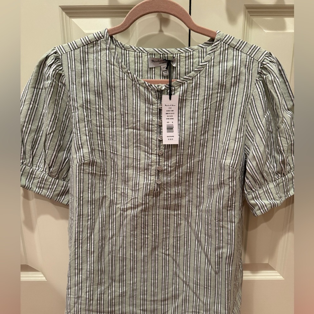 Michael stars Green and Black Striped Top